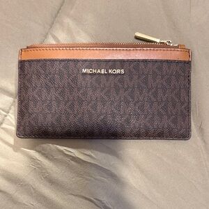 Michael Kors Dark Brown and Tan Card Holder